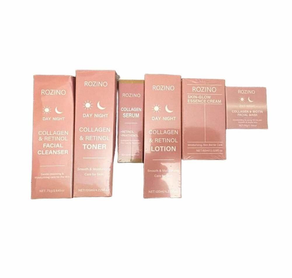 Rozino Collagen & Retinol Skincare Routine Bundle 6-Piece Set New